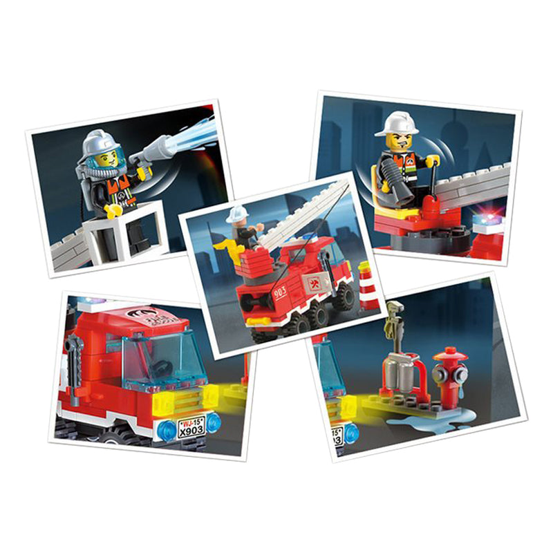 idrop 130 Pcs Fireman Fire Rescue Colorful Creative Building Block Toy Set For Kids Children