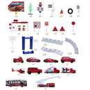 idrop 72 Pcs Rail Track Toy Building Block Fireman Rescue Set For Kids Children