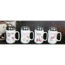 idrop MYCUP - 450 ml Hello Kitty Design Ceramic Cup with Stainless Steel Lid Cover and Handle