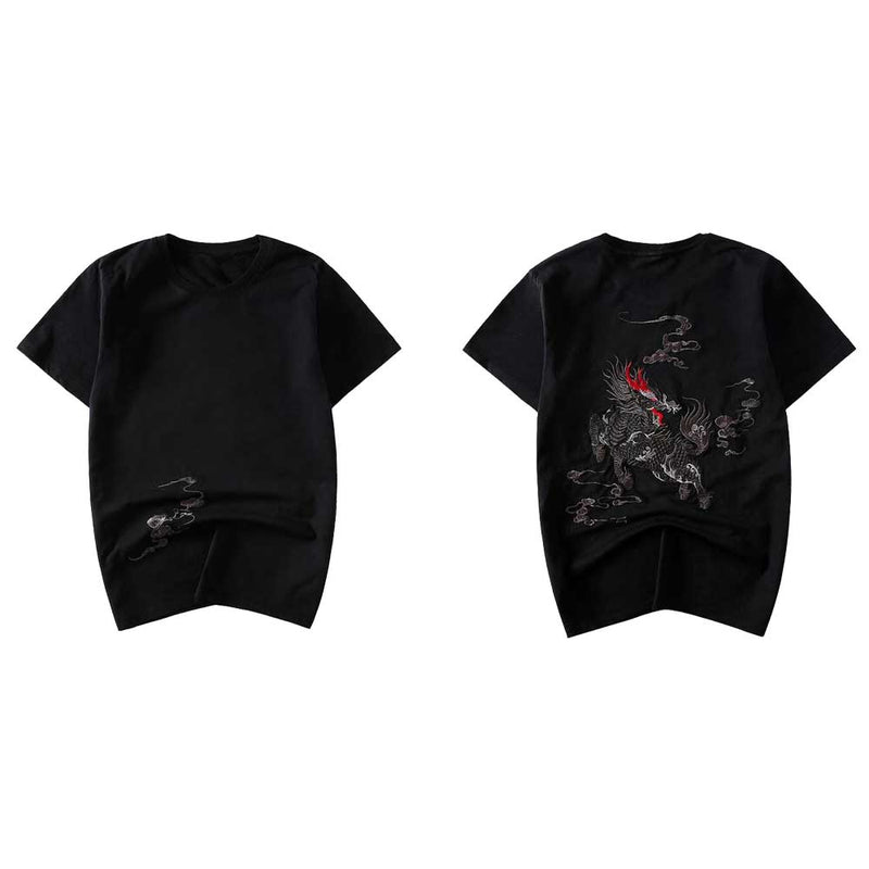 idrop TOLLO - Kirin Beast Embroidered Sukajan T-Shirt Japanese Street Fashion