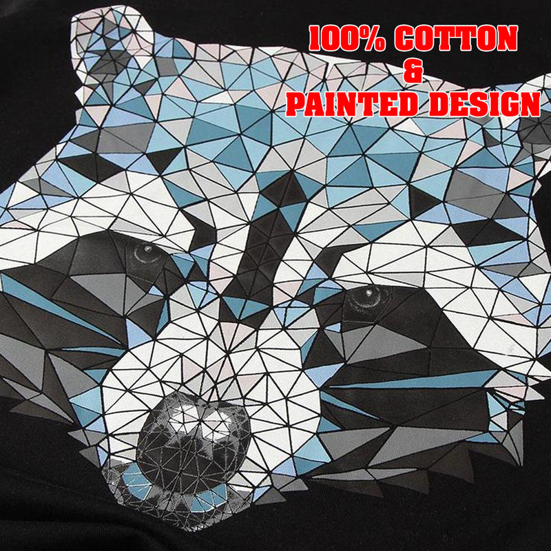 idrop TOLLO - Geometrical Tanuki Raccoon Painted Sukajan T-Shirt Japanese Street Fashion