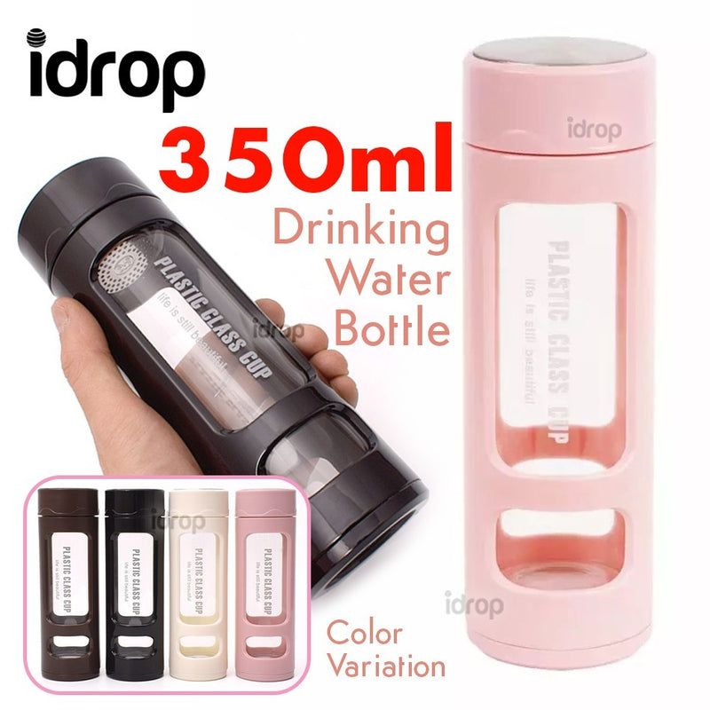 idrop 350ml Portable Drinking Water Bottle Glass Flask