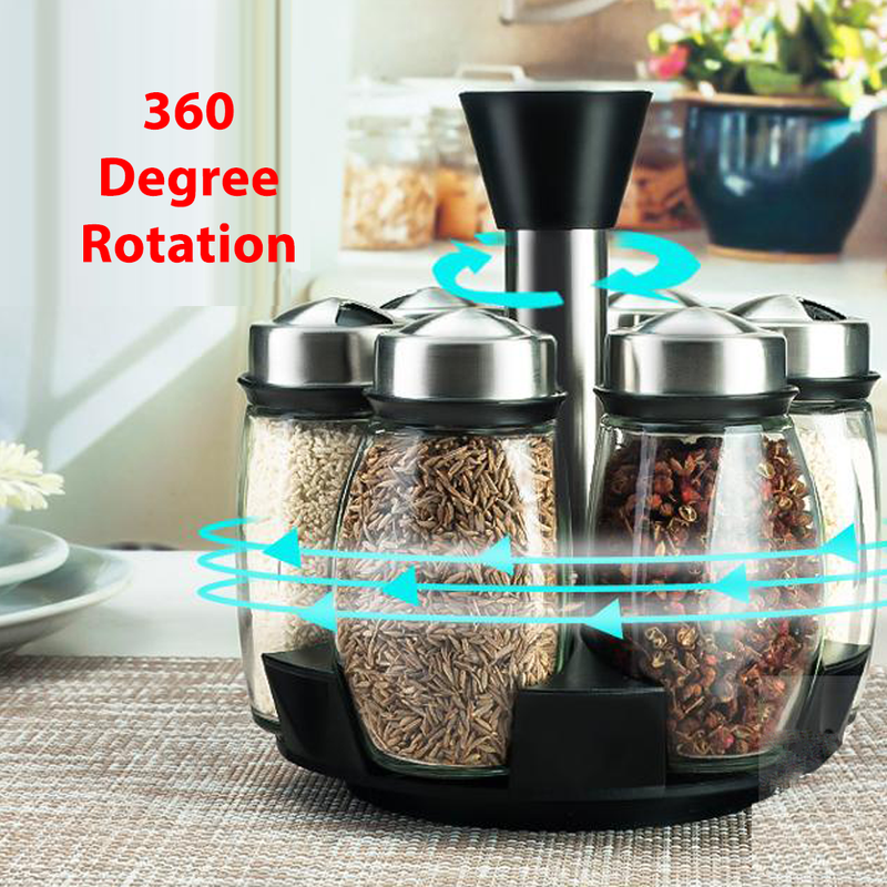 idrop 6 in 1 Kitchen Seasoning Storage Jar Set For Salt Sugar Pepper Spices