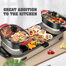 idrop Multipurpose Non-Stick Electric Barbecue BBQ Grill with Double Roast Hot Pot