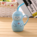 idrop SUNPIO - 12 Oz Cute Gourd Design Ceramic Cup with Lid Cover and Straw