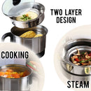 idrop 1.8L Multi-function Stainless Steel 2 Layer Electric Slow Cooker Pot