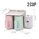 idrop Wheat Straw Wall Mounted Toothpaste Holder for Family Kids Adult [ 2 Cup / 3 Cup ]