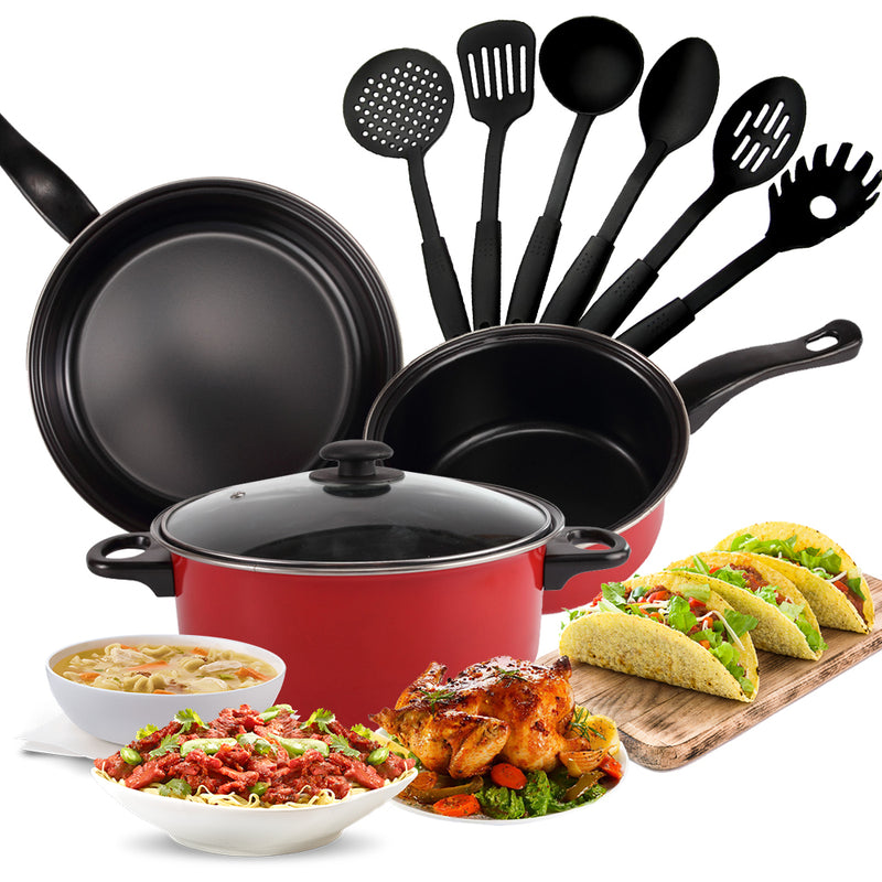 idrop [ 10pcs ] COOKWARE SET - Kitchen Cookingware Pot Pan and Utensils / Set Kuali dan Periuk Memasak / 厨房炊具锅具和餐具
