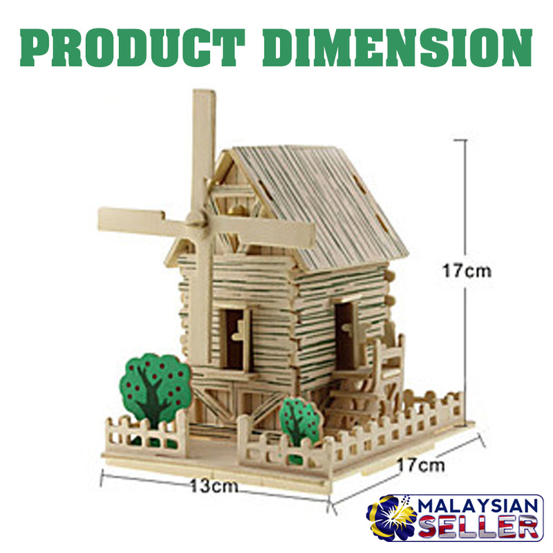 idrop 3D Wooden Plywood Puzzle Windmill House Construction Model [ DJ125