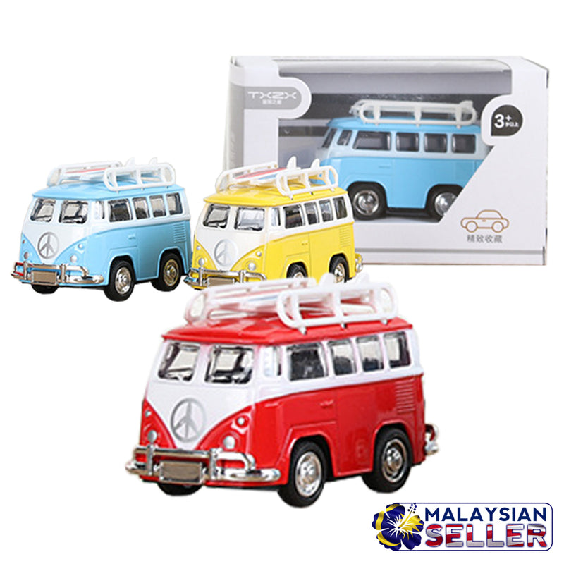 idrop Volkswagen Minivan Surfboard Car Miniature Handcrafted Metallic Collectibles Display Toy