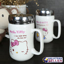 idrop MYCUP - 450 ml Hello Kitty Design Ceramic Cup with Stainless Steel Lid Cover and Handle