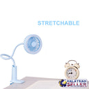 idrop 2 in 1 Electric USB Clip Stretchable Portable Fan With Round Study Lamp