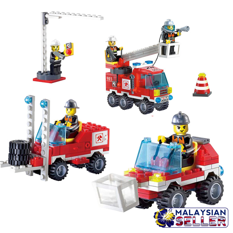 idrop 130 Pcs Fireman Fire Rescue Colorful Creative Building Block Toy Set For Kids Children