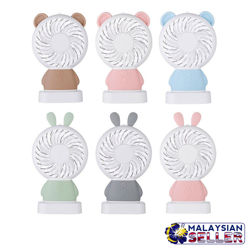 idrop Mini Cooling Fan USB Rechargeable with Rabbit & Bear Design