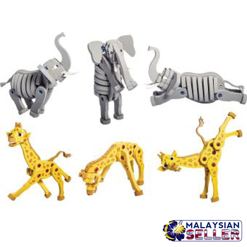 idrop Giraffe/Elephant Wild Safari Animals Foam EVA Building Block Toy Set For Kids And Children