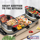 idrop Multipurpose Non-Stick Electric Barbecue BBQ Grill with Double Roast Hot Pot