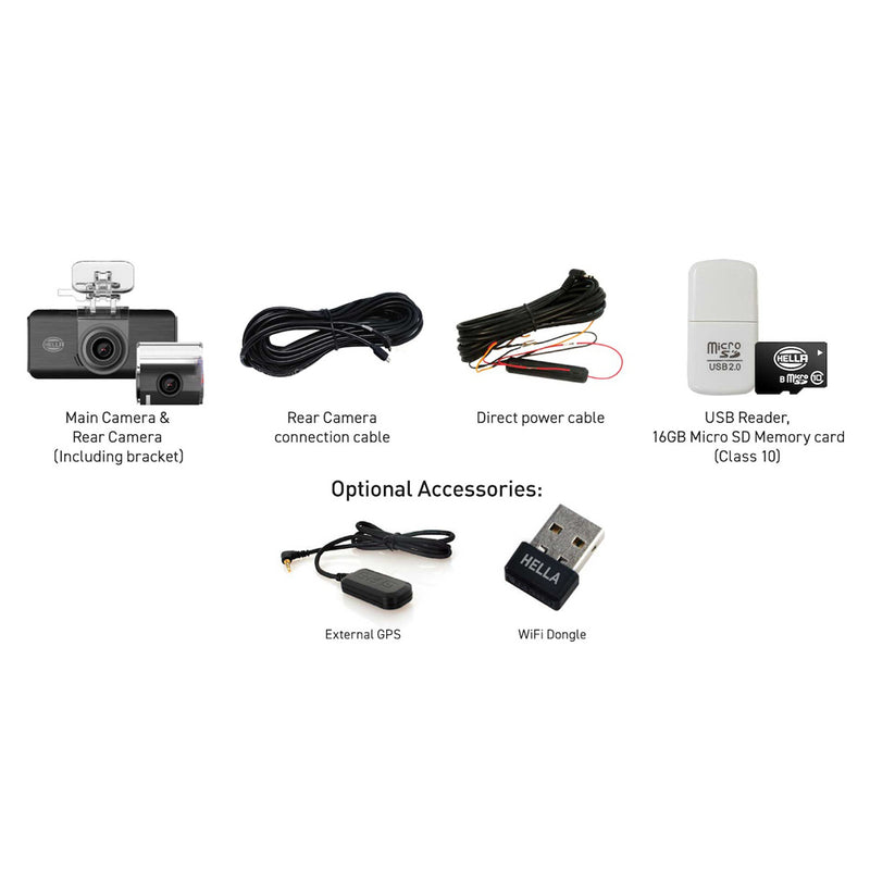 idrop HELLA - DR820 Digital Video Recorder DVR Dash Cam (Wi-Fi) 2 Channel Full HD