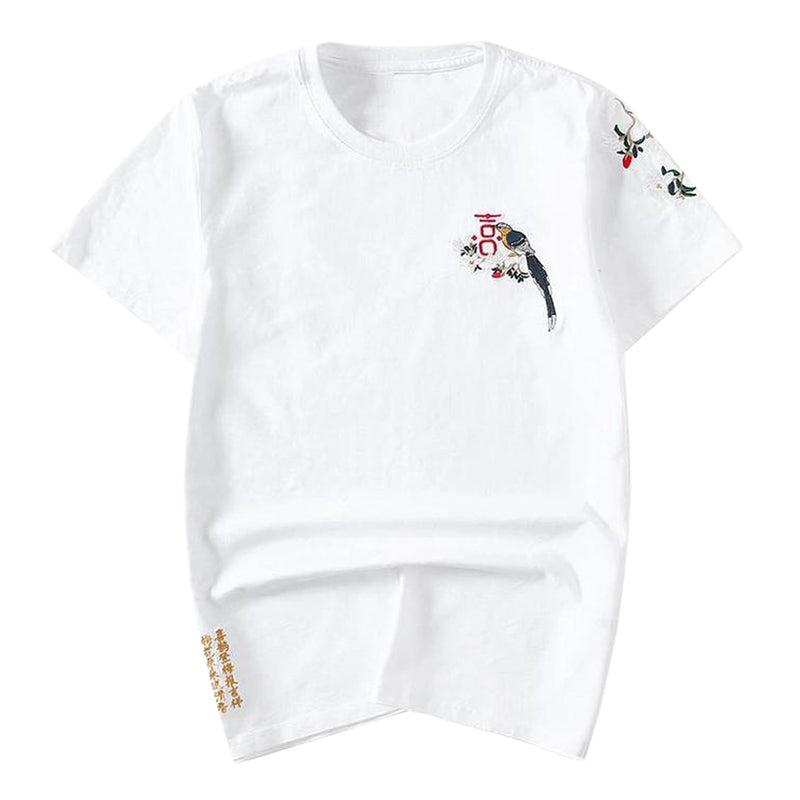 idrop TOLLO  - Birds & Trees Embroidered Sukajan T-Shirt Japanese Street Fashion