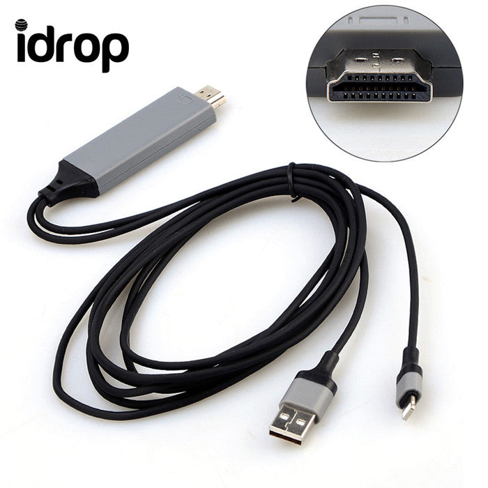 idrop HDMI AV Adapter Video Cable Cord for Apple iPad iPhone X 8 7 6 Plus 5s 6S to TV