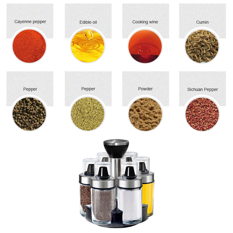 idrop Rotary Seasoning Storage Glass Jar Set For Salt Sugar Pepper Spices