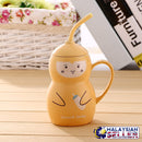 idrop SUNPIO - 12 Oz Cute Gourd Design Ceramic Cup with Lid Cover and Straw