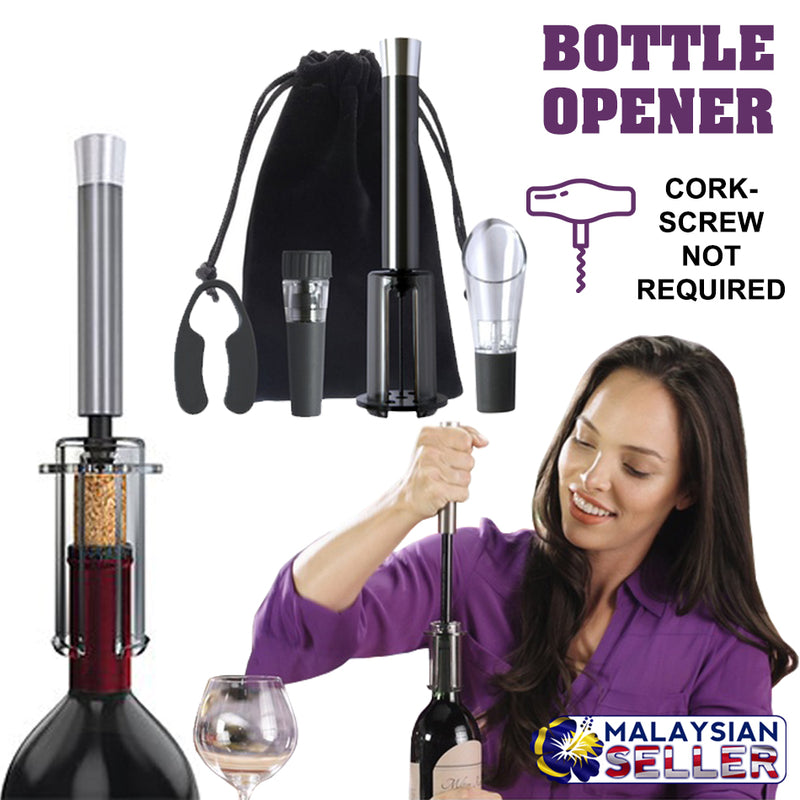 idrop VINO POP - Wine Opener Set Air Pressure Pump Bottle Opener, Foil Cutter, Aerator Pour Spout, Vacuum Seal Stopper, Storage Bag [ VP011124 ]
