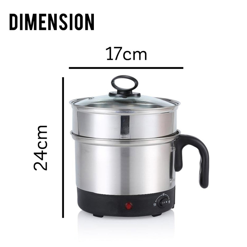 idrop 1.8L Multi-function Stainless Steel 2 Layer Electric Slow Cooker Pot