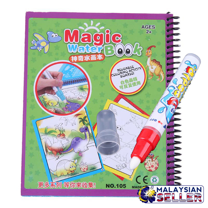 idrop Dinosaurs Magic Eco-Friendly Coloring Book And Pen For Kids And Children