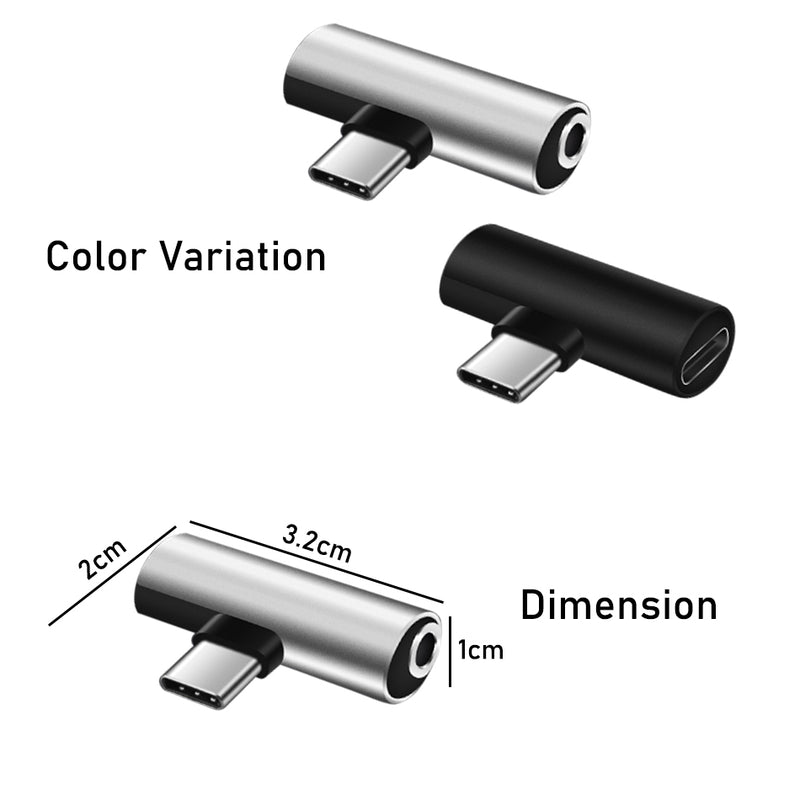 idrop 2 in 1 USB Type C Splitter Adapter Type C Phone Charger & 3.5mm Audio Headphone Music Splitter Adapter