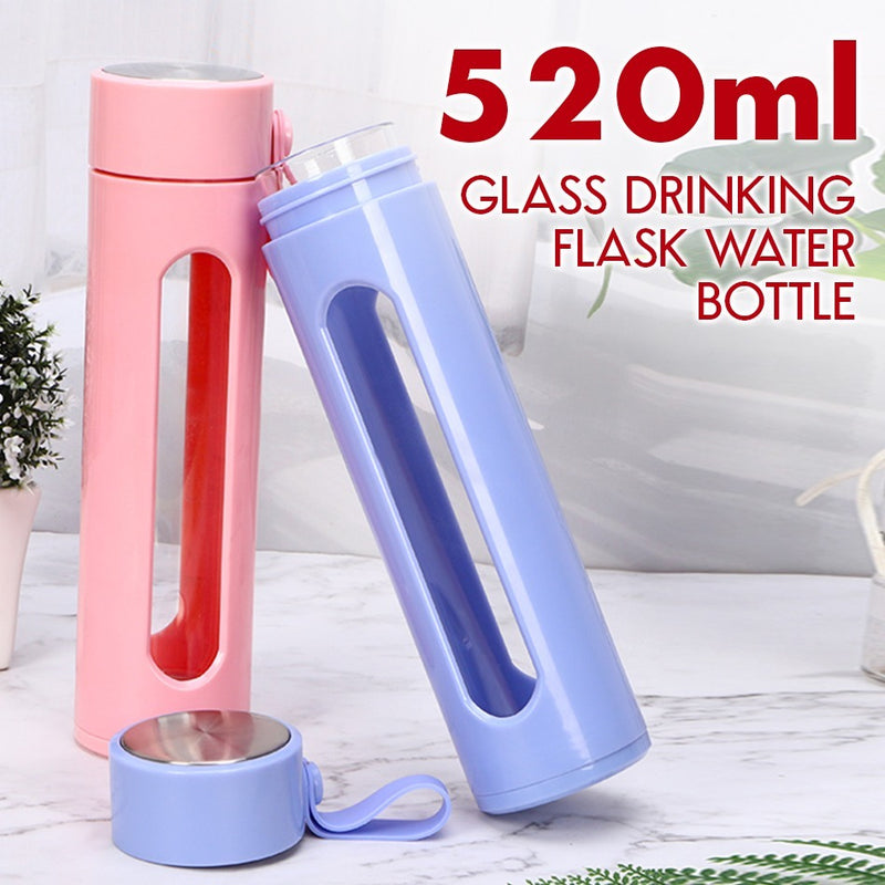 idrop 520ml Glass Drinking Flask Water Bottle