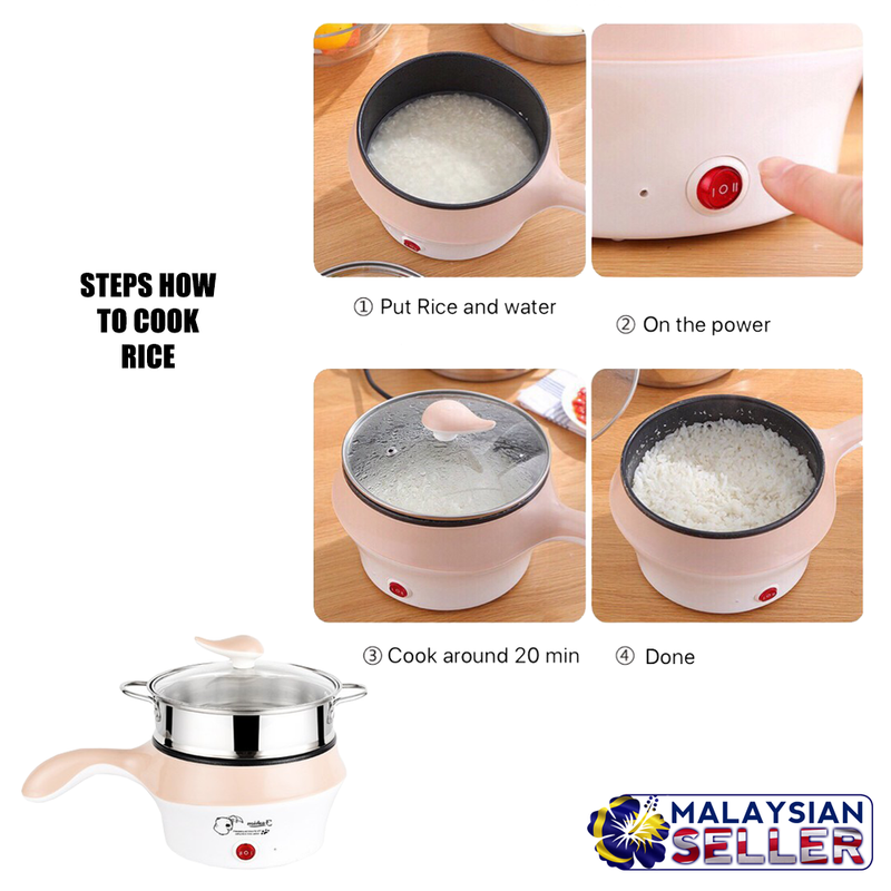 idrop 1.8L 2 Layer Multipurpose Stainless Steel Electric Nonstick Steamer Pot Cooker