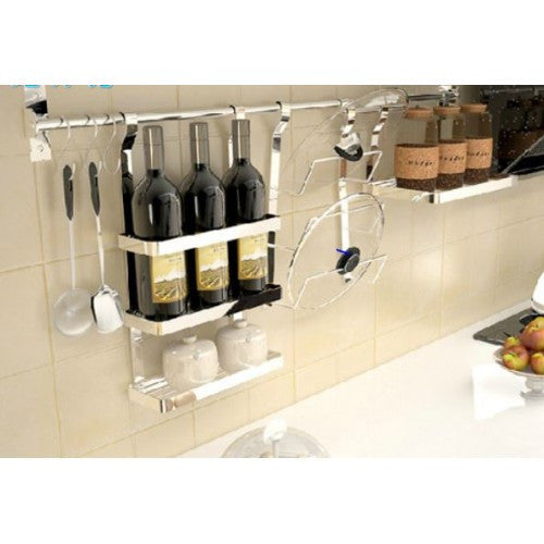 Kitchen Cutlery Chopsticks Spoon Rack Storage with Stainless Steel Kitchen Hanging Rod