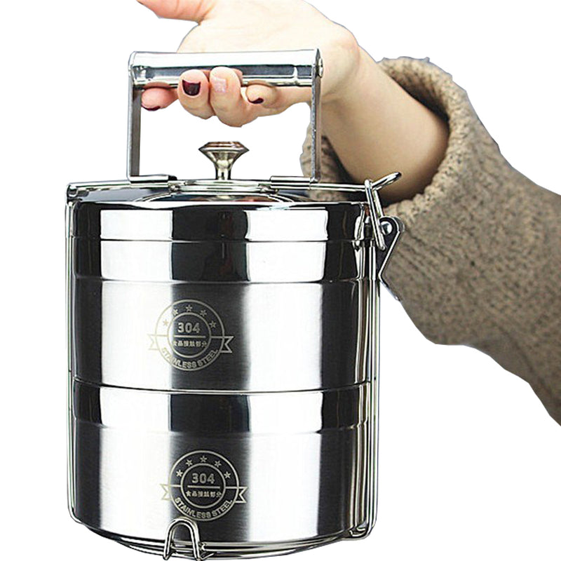 idrop 14 cm 2 Layer 3 Layer Stainless Steel Heat Insulation Lunchbox