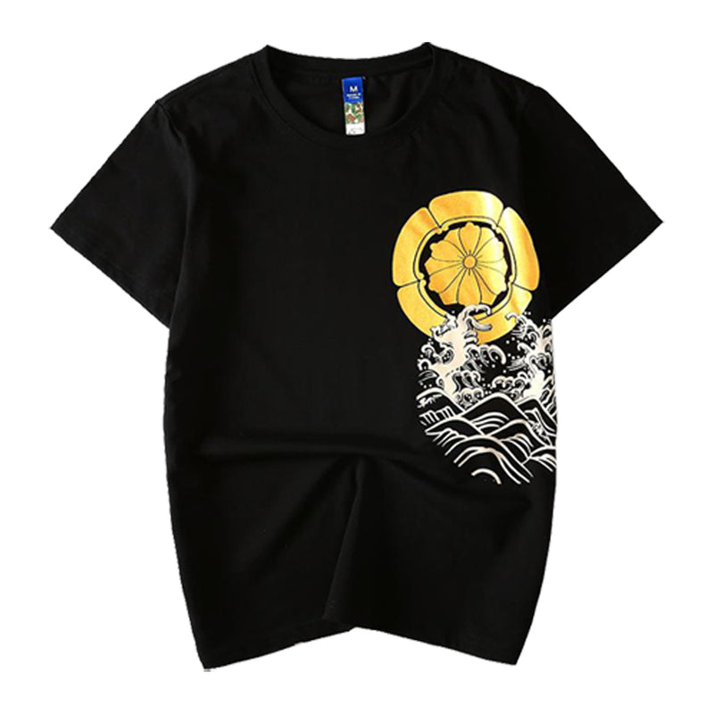 idrop TOLLO - Golden Koi Carp Painted T-Shirt Japanese Street Fashion