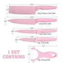 idrop 1 Set 5 Pcs Wheat Straw Stainless Steel Knife Set with Peeler