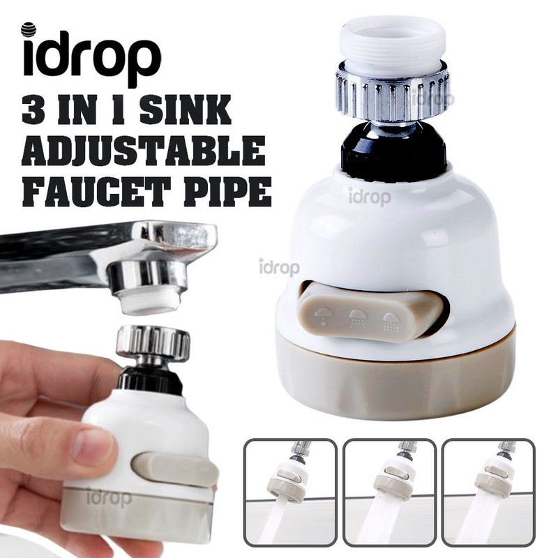 idrop 3 IN 1 Sink Tap Head Adjustable Water Faucet Pipe Attachment