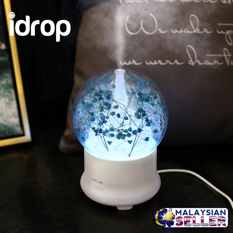 idrop Artificial Preserved Fresh Flower Aroma Diffuser Ultrasonic Air Humidifier Home Decor