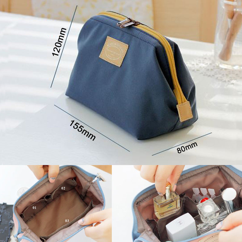 idrop Set Of 2 Zippered Cosmetic Pouches Travel Kit Handbag Organizer for Girl Women Travel Accessories