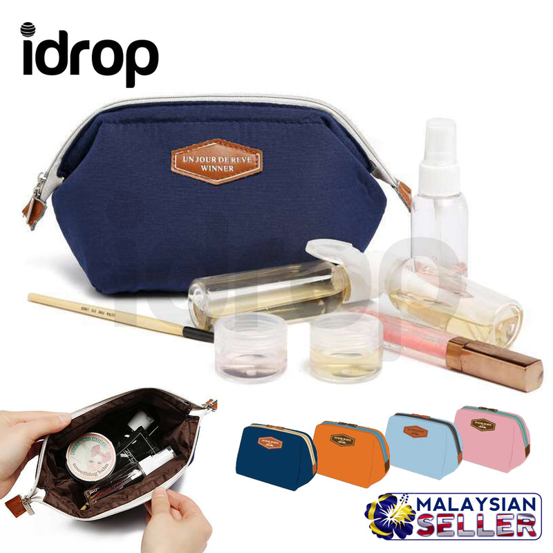 idrop Set Of 2 Zippered Cosmetic Pouches Travel Kit Handbag Organizer for Girl Women Travel Accessories