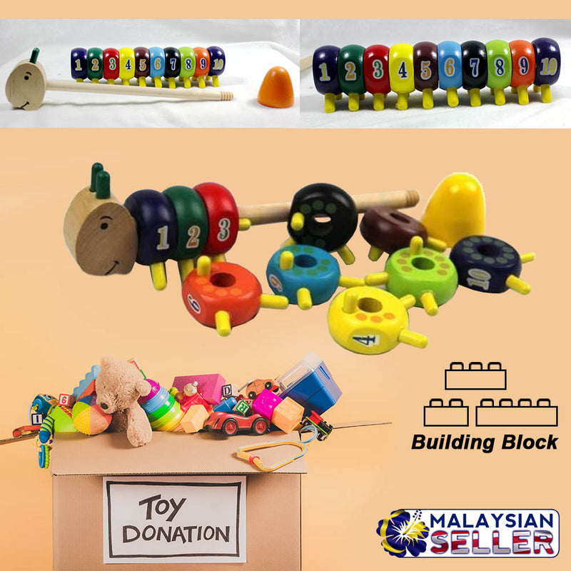 idrop Classic Wooden Number Caterpillar Toy With Colorful Numbered Segments