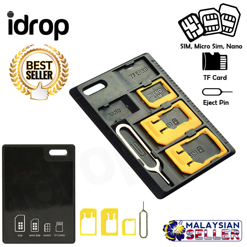 idrop Slim Compact SIM Card Holder & MicroSD Card Storage Case for Smart Phone