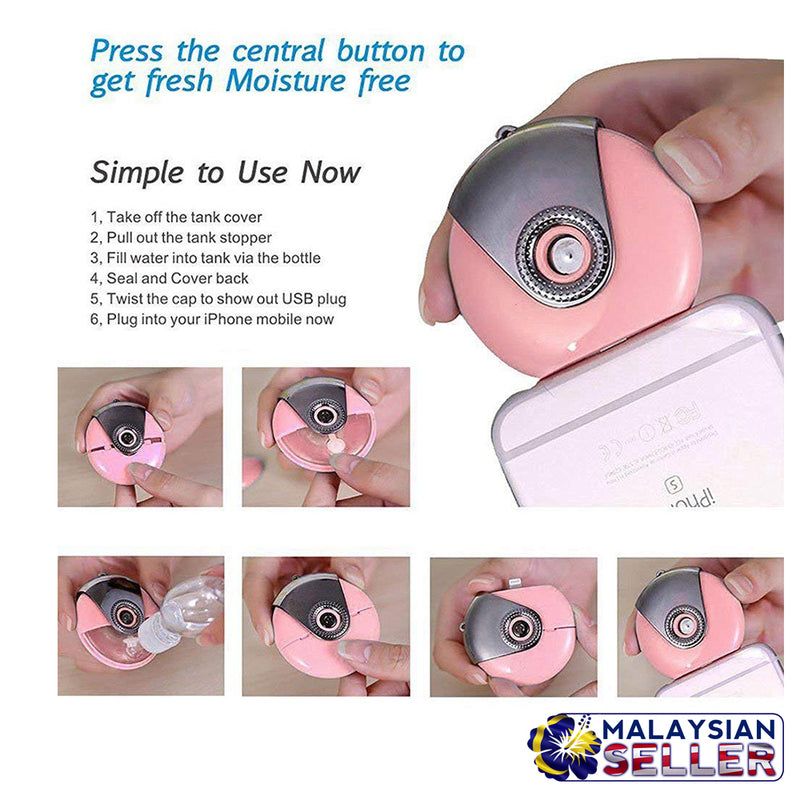 idrop Portable Cell Phone Mini Humidifier Facial Beauty Mist Spray Diffuser  for Android & iPhone