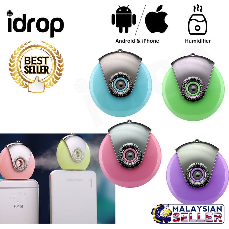 idrop Portable Cell Phone Mini Humidifier Facial Beauty Mist Spray Diffuser  for Android & iPhone