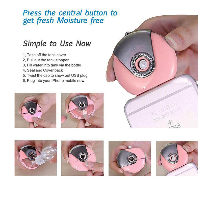 idrop Portable Cell Phone Mini Humidifier Facial Beauty Mist Spray Diffuser  for Android & iPhone