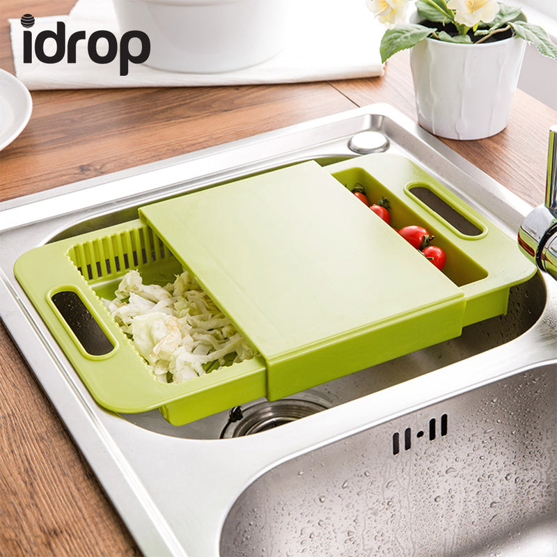 idrop Multifunctional Kitchen Tool Chopping Board with Drain and Storage Drawer [Send by randomly color]