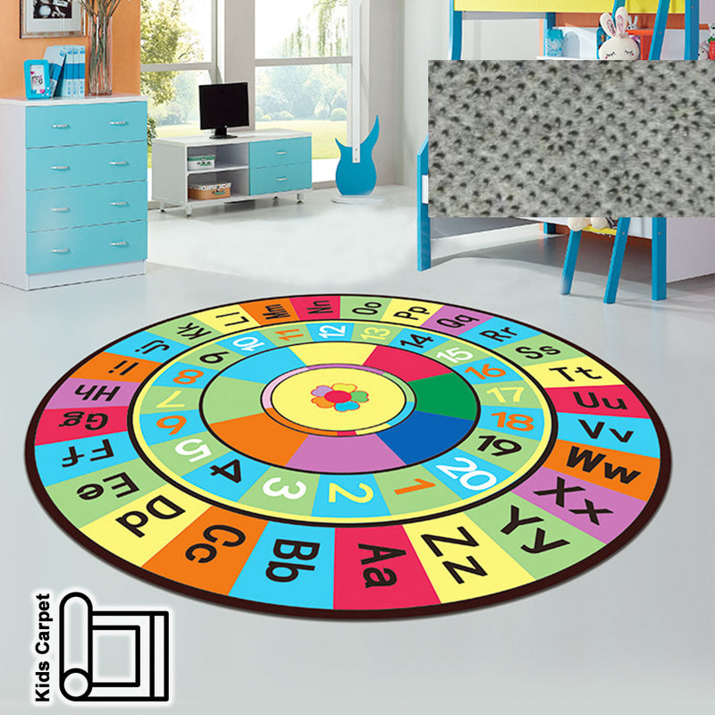 idrop Kids Children Circle Colourful Alphabets & Numbers Carpet for Education And Learning [ CP01 ]