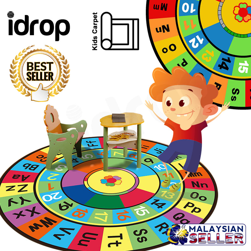 idrop Kids Children Circle Colourful Alphabets & Numbers Carpet for Education And Learning [ CP01 ]