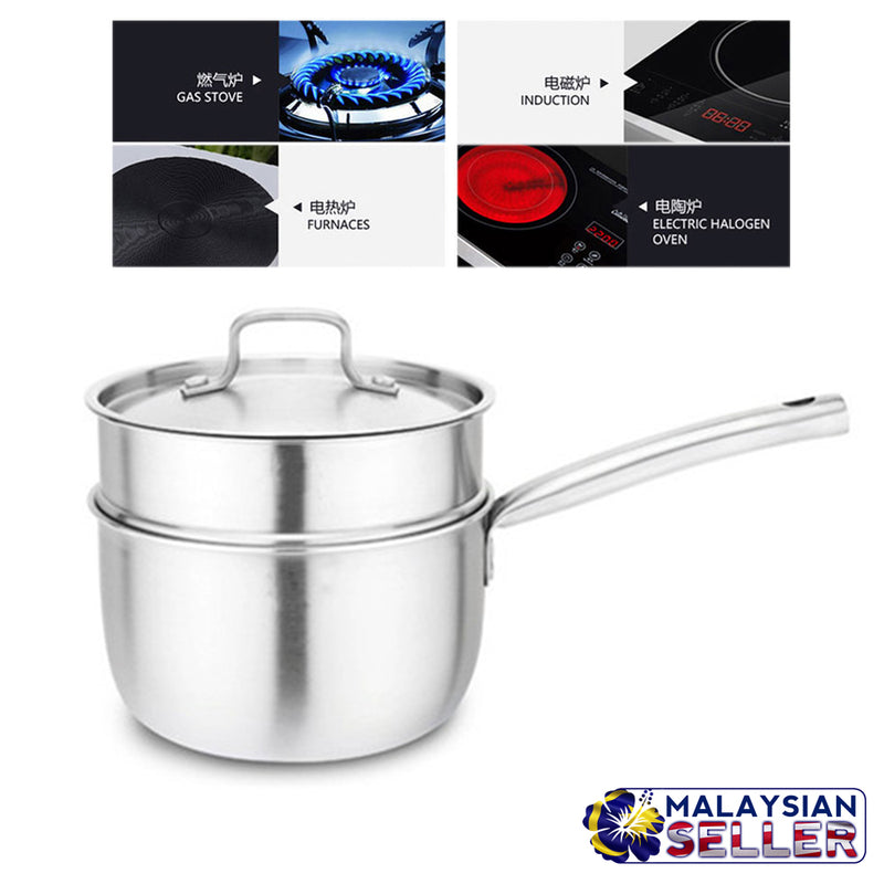 idrop 2 Layer Cooking & Steamer Pot With Handle [ 16cm / 1.6L ]