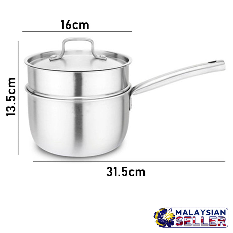 idrop 2 Layer Cooking & Steamer Pot With Handle [ 16cm / 1.6L ]