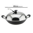 idrop 40CM Stainless Steel Cooking Wok with Lid  for Kitchen Cookware
